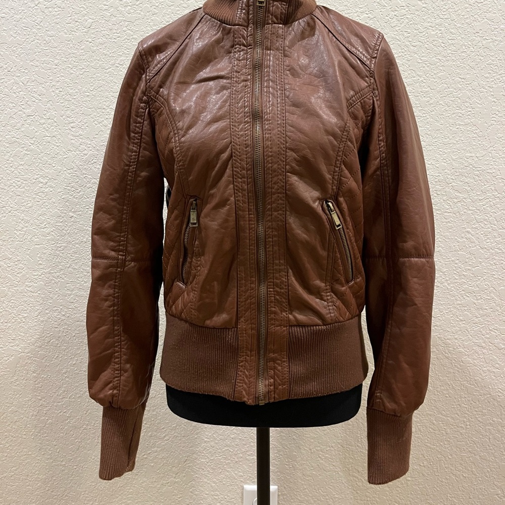 Vintage Bomber jacket - Brown Vegan Leather